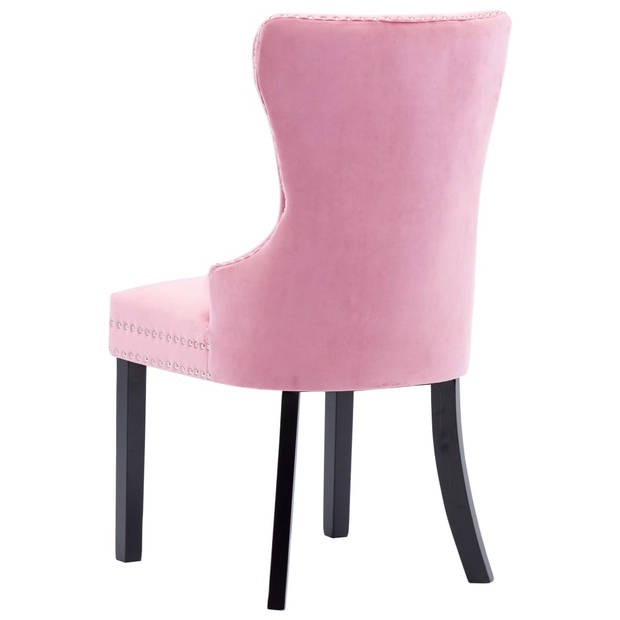 The Living Store Eetkamerstoel Classic - Fluweel - 51x59x98.5 cm - Roze