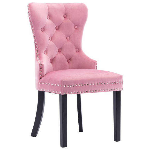 vidaXL Eetkamerstoelen 6 st fluweel roze