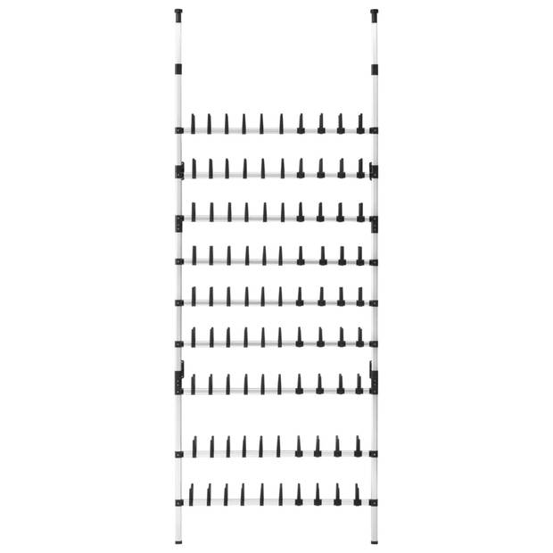 The Living Store Schoenenrek telescopisch - 65-110x20x250-300 cm - Zilver/Zwart - Aluminium