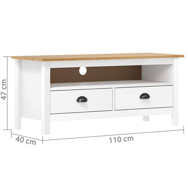 vidaXL Tv-meubel Hill 110x40x47 cm massief grenenhout wit