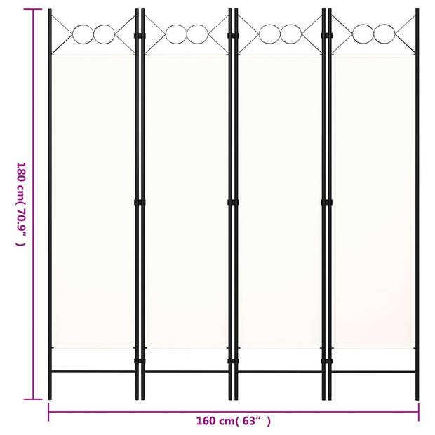 vidaXL Kamerscherm met 4 panelen 160x180 cm wit