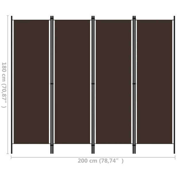 vidaXL Kamerscherm met 4 panelen 200x180 cm bruin