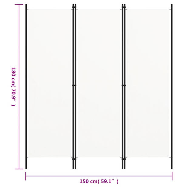 vidaXL Kamerscherm met 3 panelen 150x180 cm wit