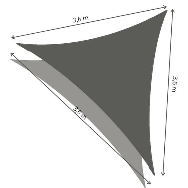 Orange85 Schaduwdoek - Zonneluifel - Driehoek - 3,6 meter - Grijs - Polyester