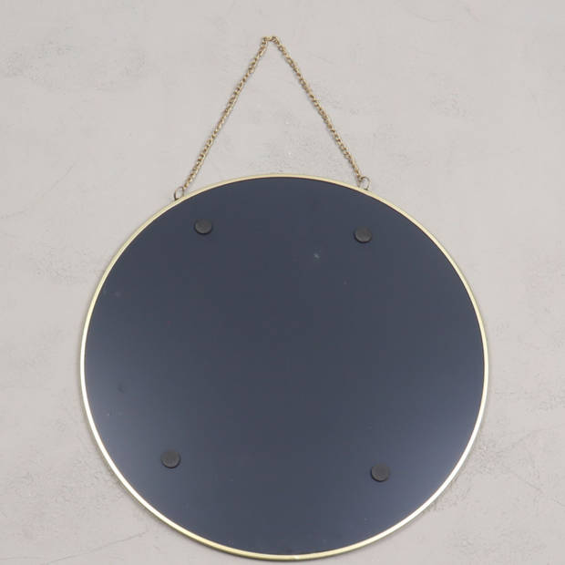 MISOU Spiegel - Rond - met Ophangketting - Wandspiegel - Goud - Diameter 29 cm - Glas