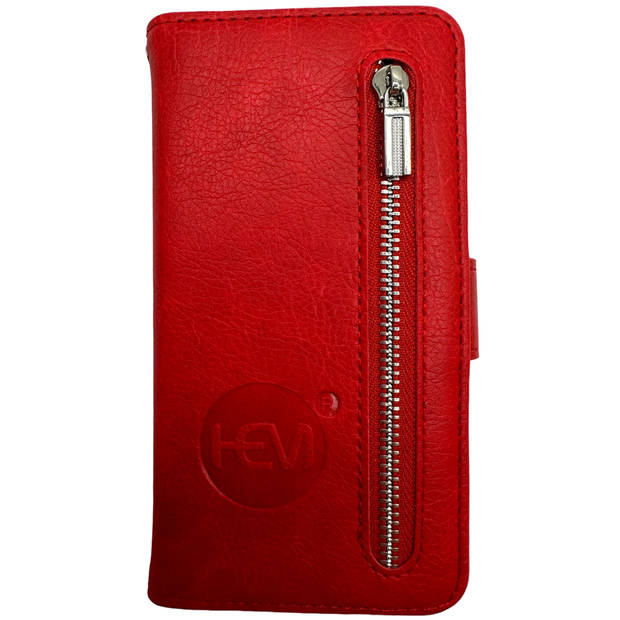 Apple iPhone 12 Pro Max - Burned Red Leren Rits Portemonnee Hoesje - Lederen Wallet Case TPU meegekleurde binnenkant-