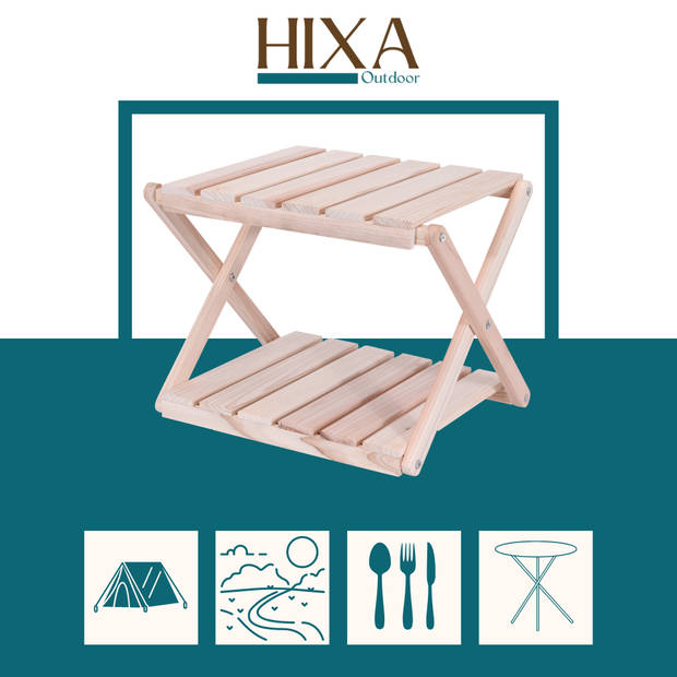 HIXA Bijzettafel - Buiten - Salontafel- Tuintafel - 43x43x20 cm - Hout - Bijzettafeltje