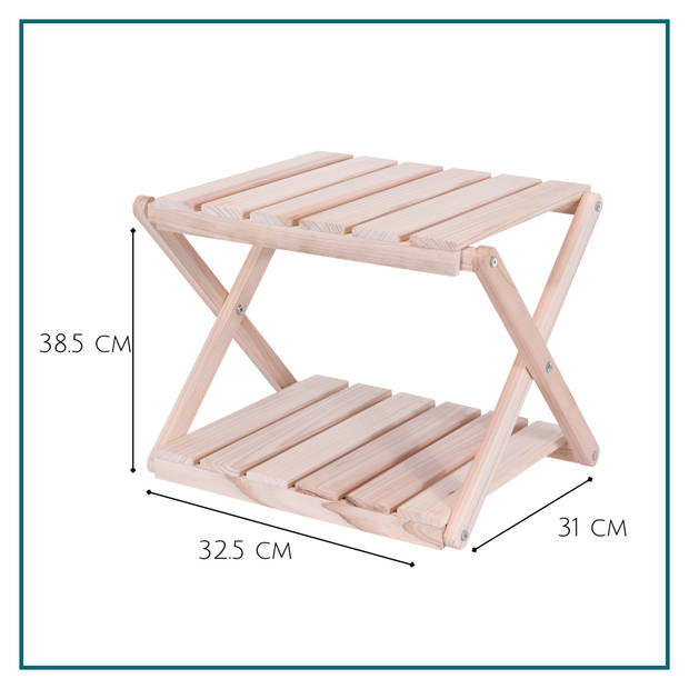 HIXA Bijzettafel - Buiten - Salontafel- Tuintafel - 43x43x20 cm - Hout - Bijzettafeltje