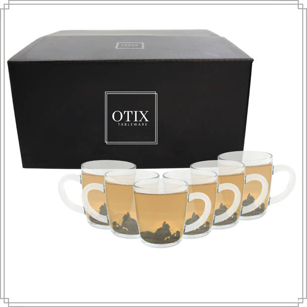 OTIX Theeglazen - met Oor - 6 stuks - Theetassen - 340ml - Glas - Cappuccino - Latte Macchiato - Glazen