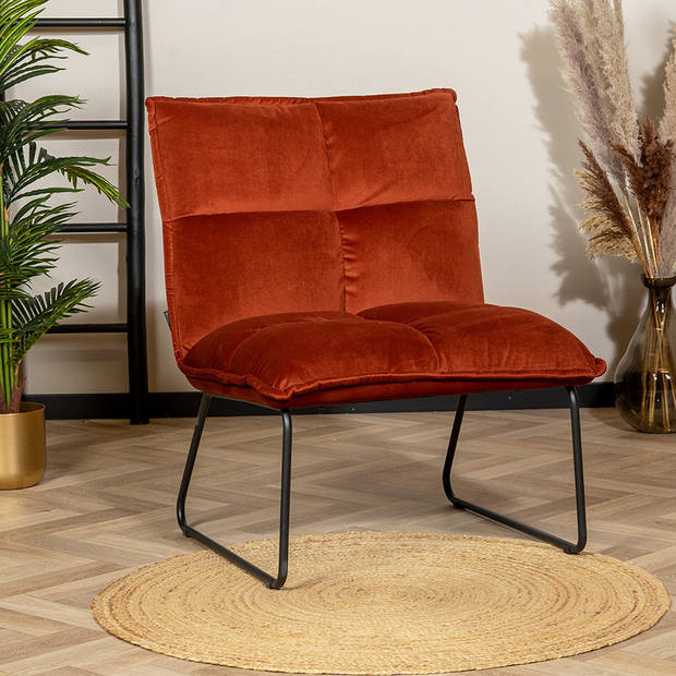 Bronx71 Velvet fauteuil Malaga koper.