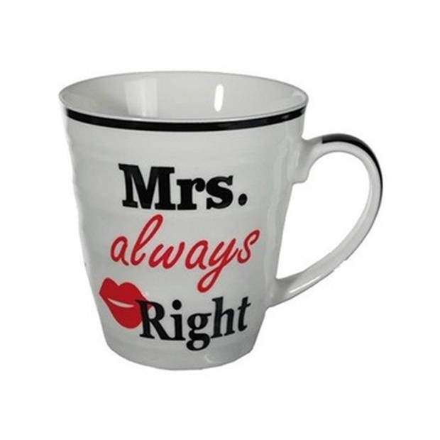Bedtafel en Koffiebeker set - Mr Right en Mrs Always Right - Valentijn cadeautje voor hem / haar - Dienbladen