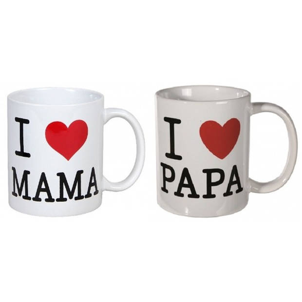 Cadeauset koffiebekers mama en papa - Bekers