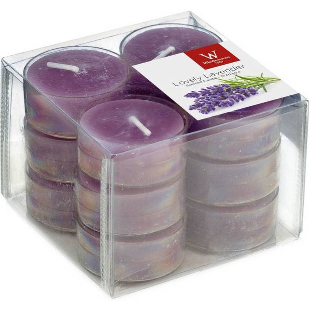 Pakket Geurkaarsen theelichtjes 24 stuks - lavendel/verse appel - 4 branduren - geurkaarsen