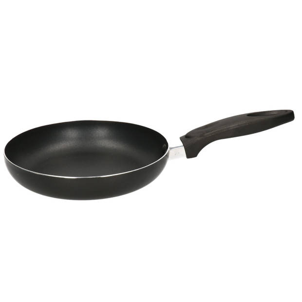 Zwarte aluminium koekenpan met dubbel anti aanbak laag 20 cm - bakken/koken - koekenpannen keukengerei