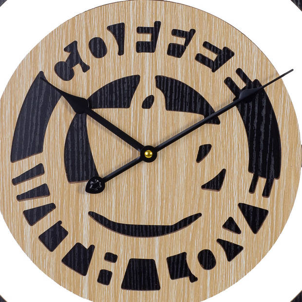 XL Grote 60 Cm. Ronde Houten Wandklok Coffee with Love - Keuken Wand
