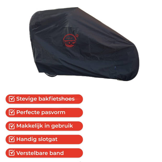 CUHOC Bakfietshoes Voor Kleinere / Elektrische Bakfiets (met huif) - Red Label - Bakfiets Hoes