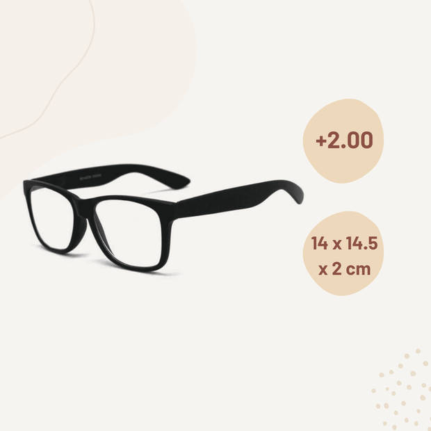 Orange85 Leesbril Zwart +2.00 - Heren - Dames - Leesbrillen - Met sterkte +2 - Trendy - Lees bril - Mat zwart