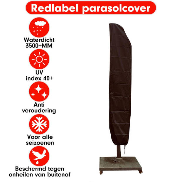 ZweefParasolhoes 265 cm / Beschermhoes Boogparasol / Afdekhoes (boog)Parasol met rits en stok Zwart / 265x50x70x40