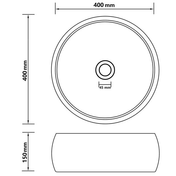 The Living Store Wastafel Rond - 400 x 150 mm - Matwit Keramiek