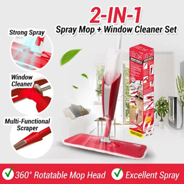 2-in-1 Vloerwissers dweilsysteem met Spray functie - Mop voor dweilen