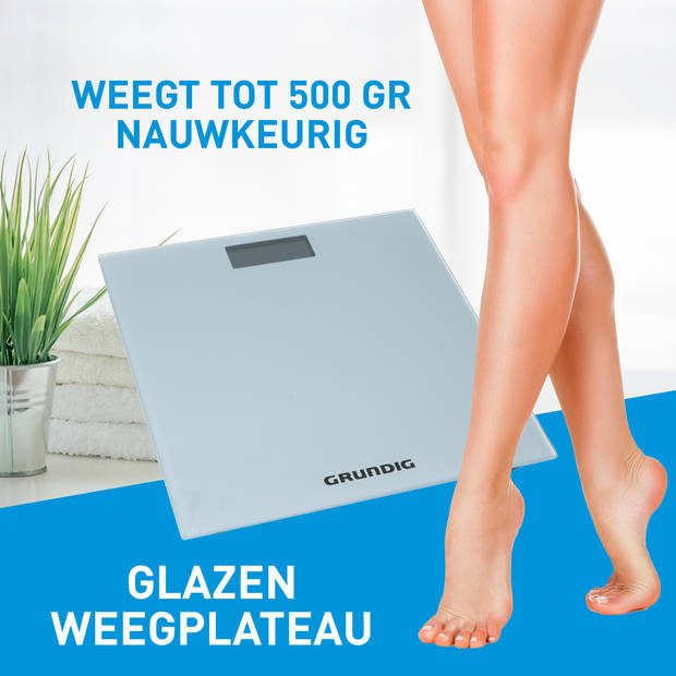 Grundig Digitale Personen Weegschaal - Weegschaal tot 180kg - Personenweegschaal meet kg/lb