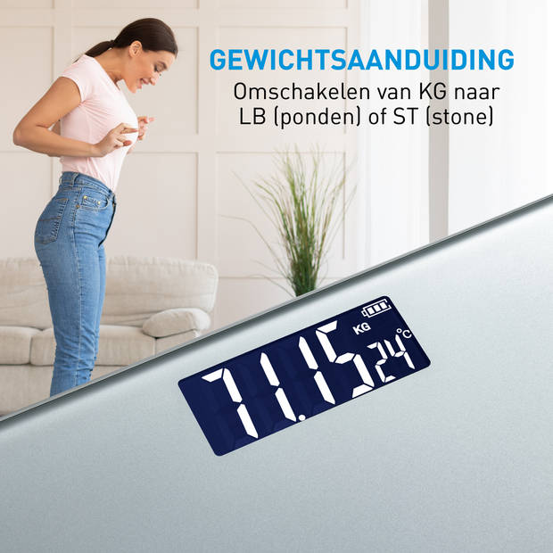 Grundig Digitale Personen Weegschaal - Weegschaal tot 180kg - Personenweegschaal meet kg/lb