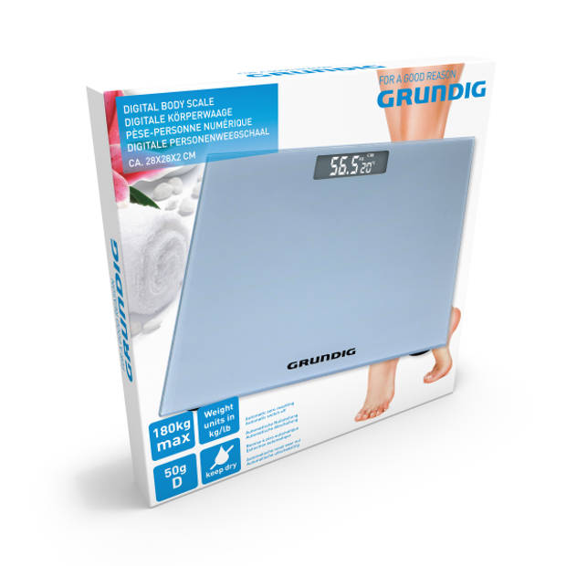 Grundig Digitale Personen Weegschaal - Weegschaal tot 180kg - Personenweegschaal meet kg/lb