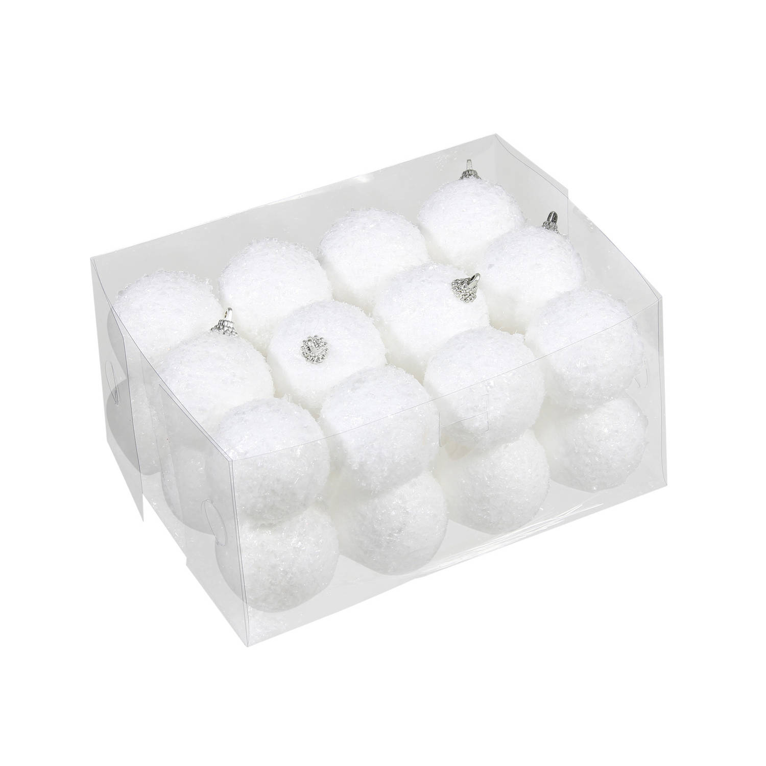 24x Kleine kunststof kerstballen met sneeuw effect wit 5 cm - Kerstbal