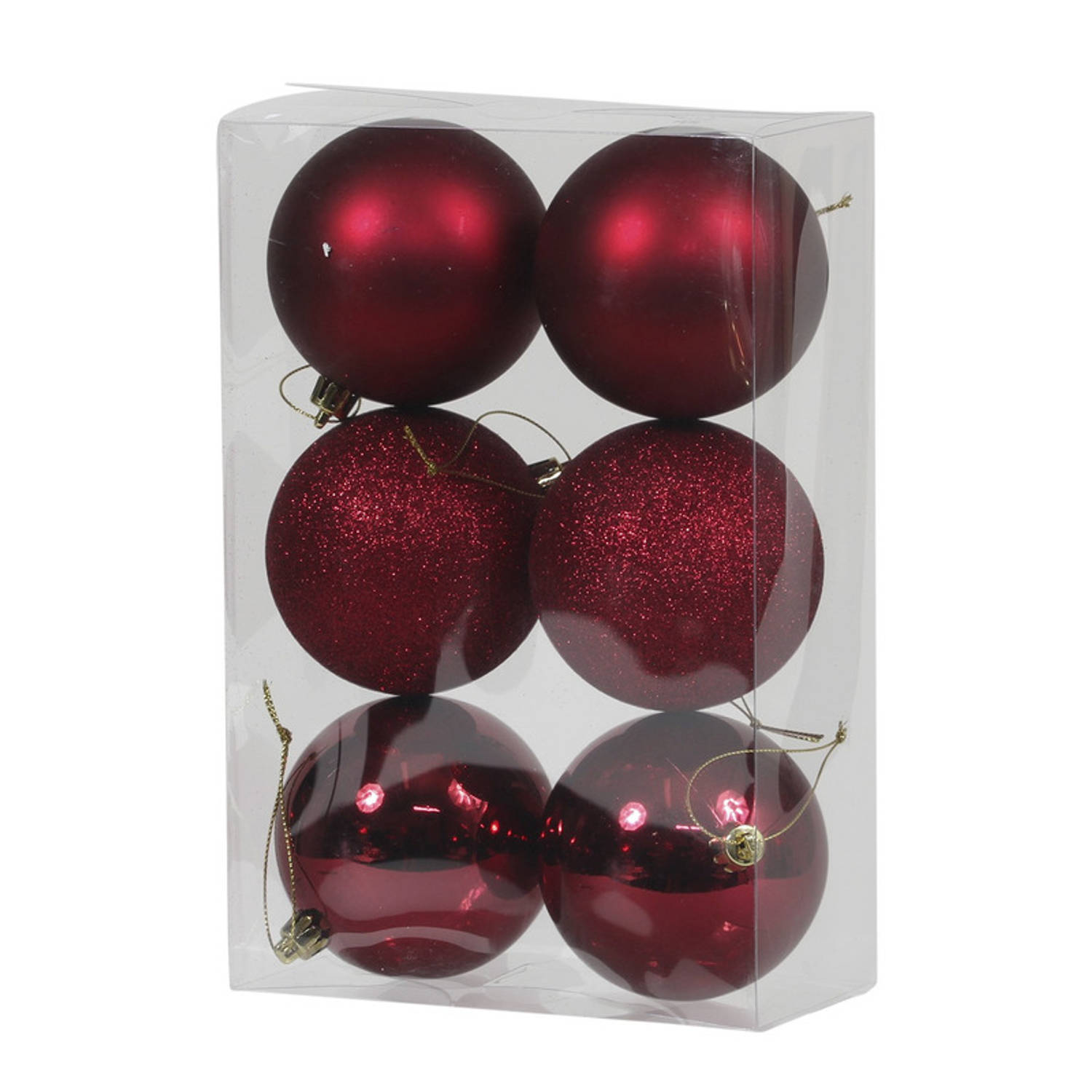 Socialistisch Napier Bewonderenswaardig 6x Bordeaux rode kunststof kerstballen 8 cm glans/mat/glitter - Kerstbal |  Blokker