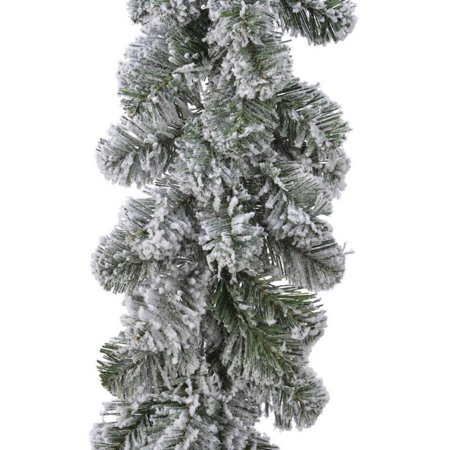 1x Groene dennenslinger kerstslingers met sneeuw 270 cm - Guirlandes