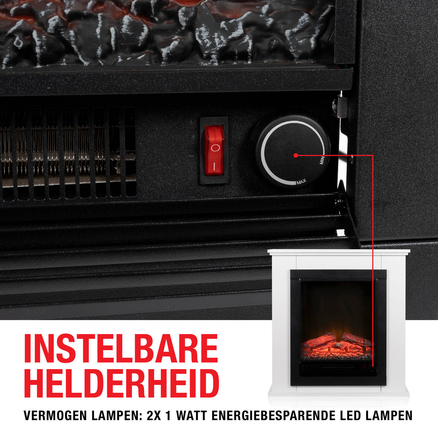 fluctueren Premier bleek Classic Fire Sfeerhaard Lugano - LED - Realistisch Vuureffect - 1800 Watt -  Zwart/ Wit | Blokker