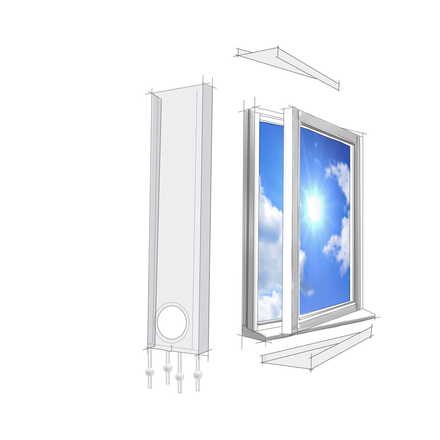 alpina airco raamafdichtingsset universeel voor raam en deur 220 x 30 cm blokker