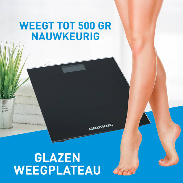 Grundig Digitale Personen Weegschaal - Weegschaal tot 180kg - Personenweegschaal meet kg/lb