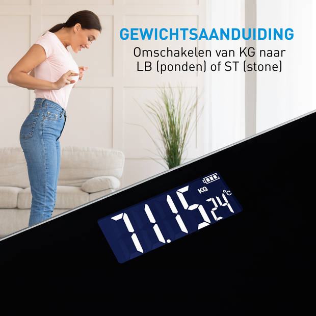 Grundig Digitale Personen Weegschaal - Weegschaal tot 180kg - Personenweegschaal meet kg/lb