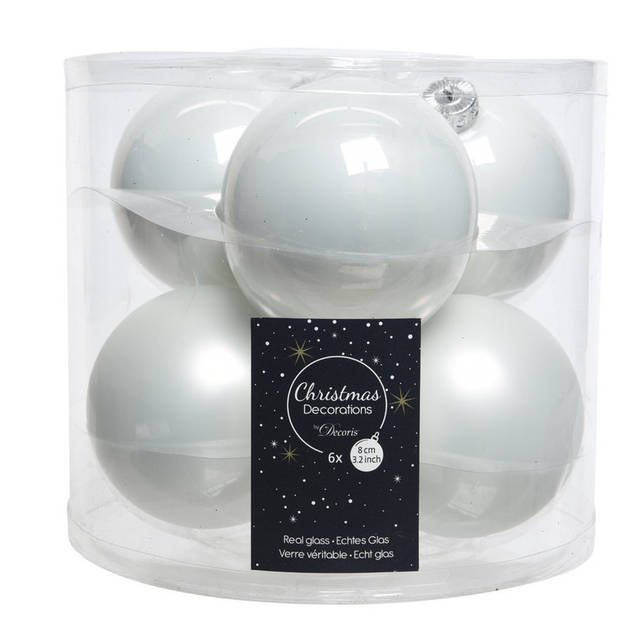 Glazen kerstballen pakket winter wit glans/mat 32x stuks inclusief piek mat - Kerstbal