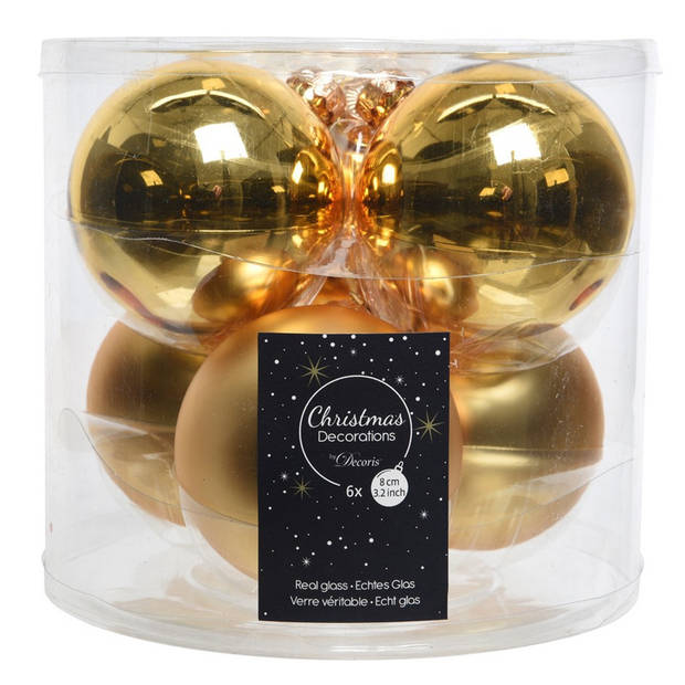 Glazen kerstballen pakket goud glans/mat 26x stuks diverse maten - Kerstbal