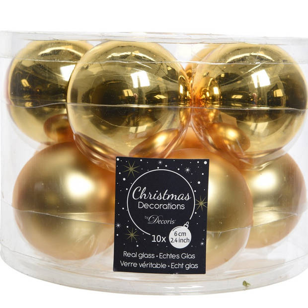 Glazen kerstballen pakket goud glans/mat 26x stuks diverse maten - Kerstbal