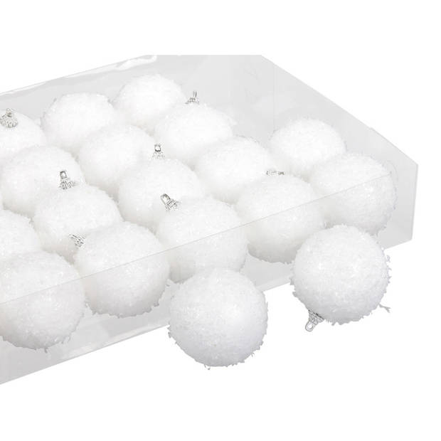 60x stuks kerstversiering witte sneeuw effect kerstballen 5-6-7 cm - Kerstbal