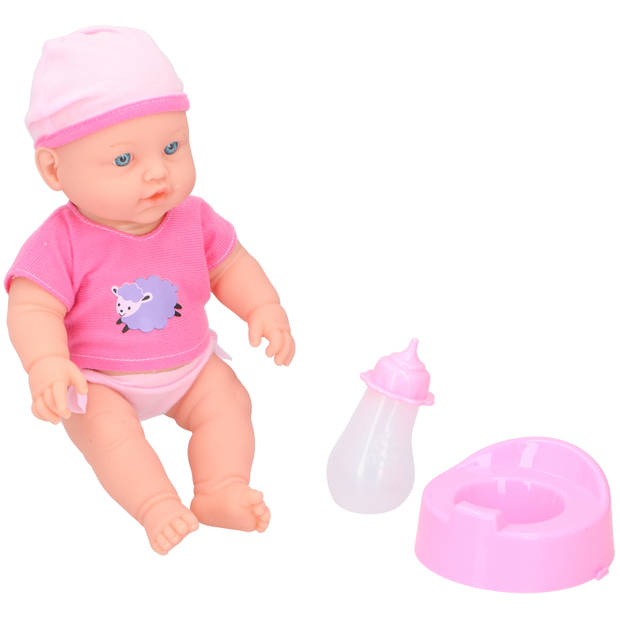 My Baby & Me Babypop - Inkl. Fles en Potje - Plaspop - Polyester - Roze