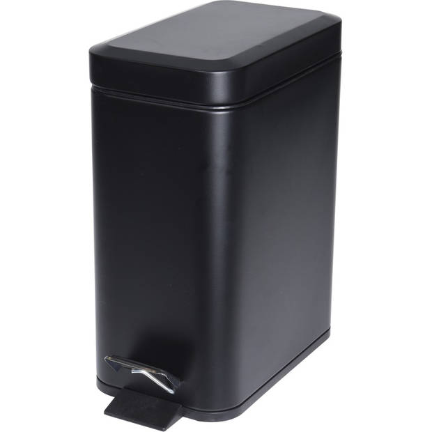 5Five Badkamer/toilet accessoires - WC-borstel/pedaalemmer 5L- zwart - Toiletaccessoireset