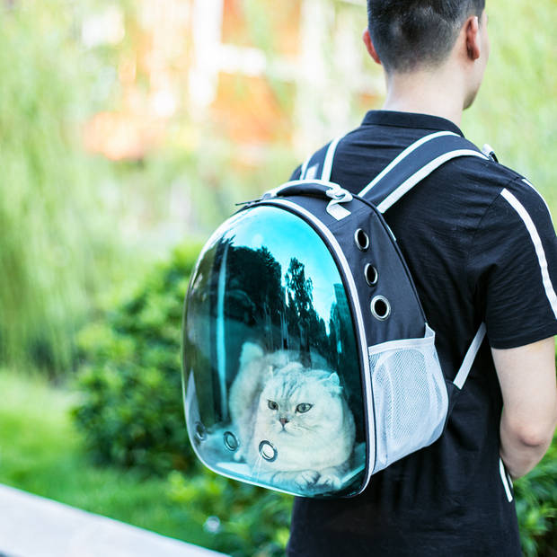 Nobleza Rugzak voor huisdieren - Transport tas - Dieren draagtas - B31 x L26 x H40 cm - Transparant/Blauw