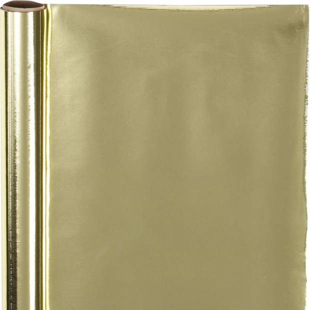 3x Folie kadopapier goud metallic 4 meter - Cadeaupapier