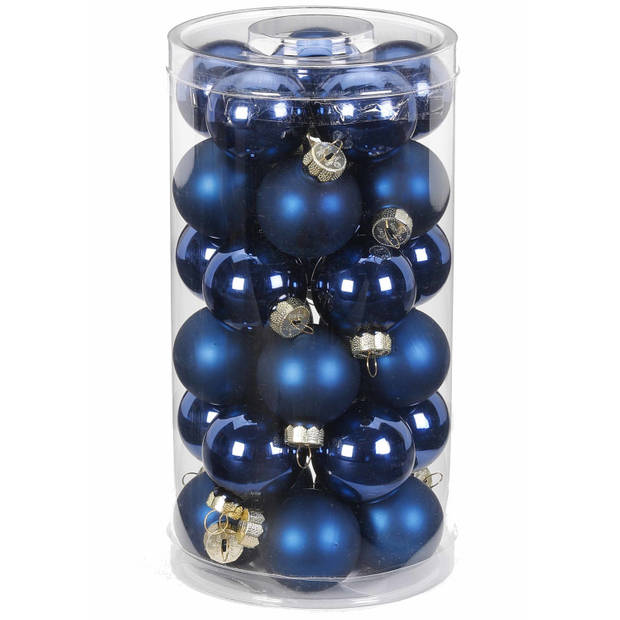 Inge Christmas Kerstballen - 30x st - donkerblauw - D4 cm - glas - Kerstbal