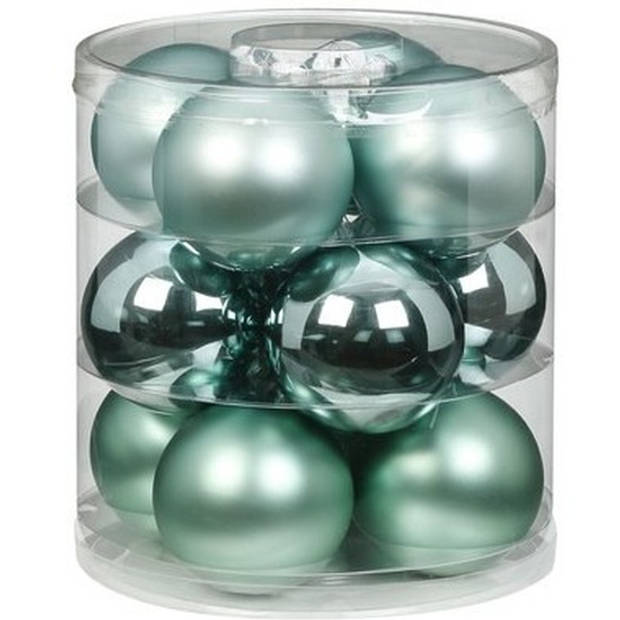 24x Mint groene glazen kerstballen 8 cm glans en mat - Kerstbal