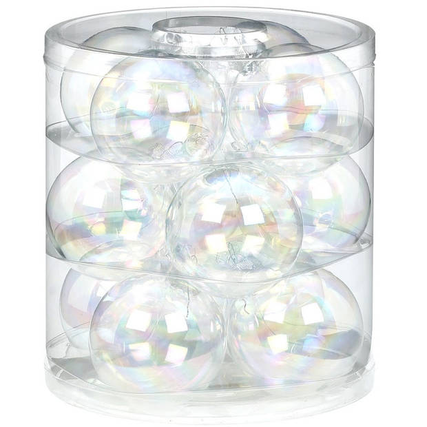 onderdelen wenselijk merknaam 12x Transparant parelmoer glazen kerstballen 8 cm glans en mat - Kerstbal |  Blokker