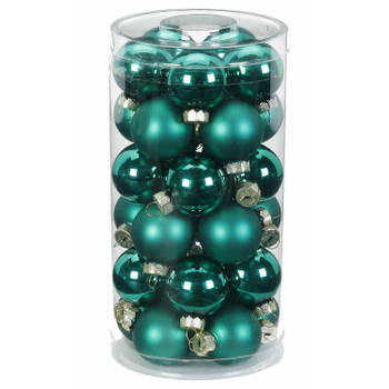 60x Donkergroene kleine glazen kerstballen 4 cm glans en mat - Kerstbal