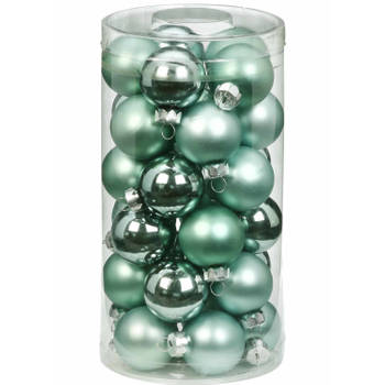 30x Mint groene kleine glazen kerstballen 4 cm glans en mat - Kerstbal