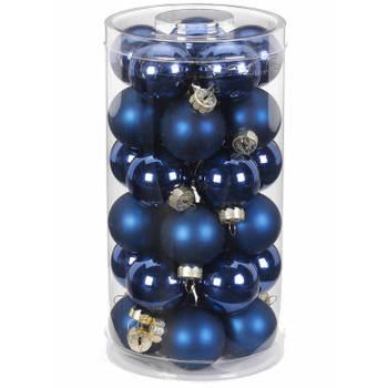 Inge Christmas Kerstballen - 30x st - donkerblauw - D4 cm - glas - Kerstbal