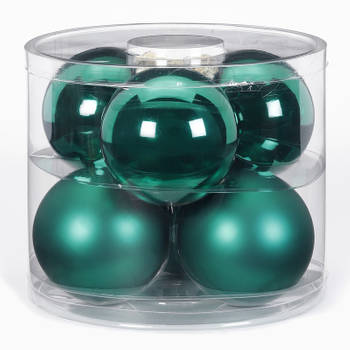 Inge Goods grote kerstballen - donkergroen - 10 cm - glas - Kerstbal