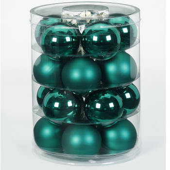 60x Donkergroene glazen kerstballen 6 cm glans en mat - Kerstbal
